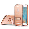 Gold Luxury High Quality Metal Case For iPhone 6 6S 4.7 Aluminum Kick-stand Holder + Bling PC Plating Mirror For iPhone 6 Case